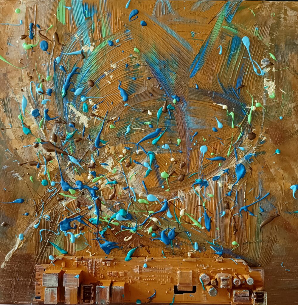 Collezione Yulia Larionova – Dipinto – Digital Resonance 40 x 40 cm – Tecnica mista